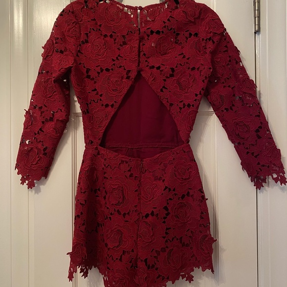 Lovers + Friends Burgundy Lace Romper - Picture 2 of 5